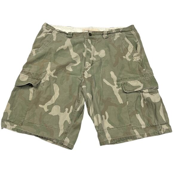 Chaps Denim Cargo Shorts Green Camo Print Zip Fly 100% Cotton Men's 38 - Picture 1 of 12